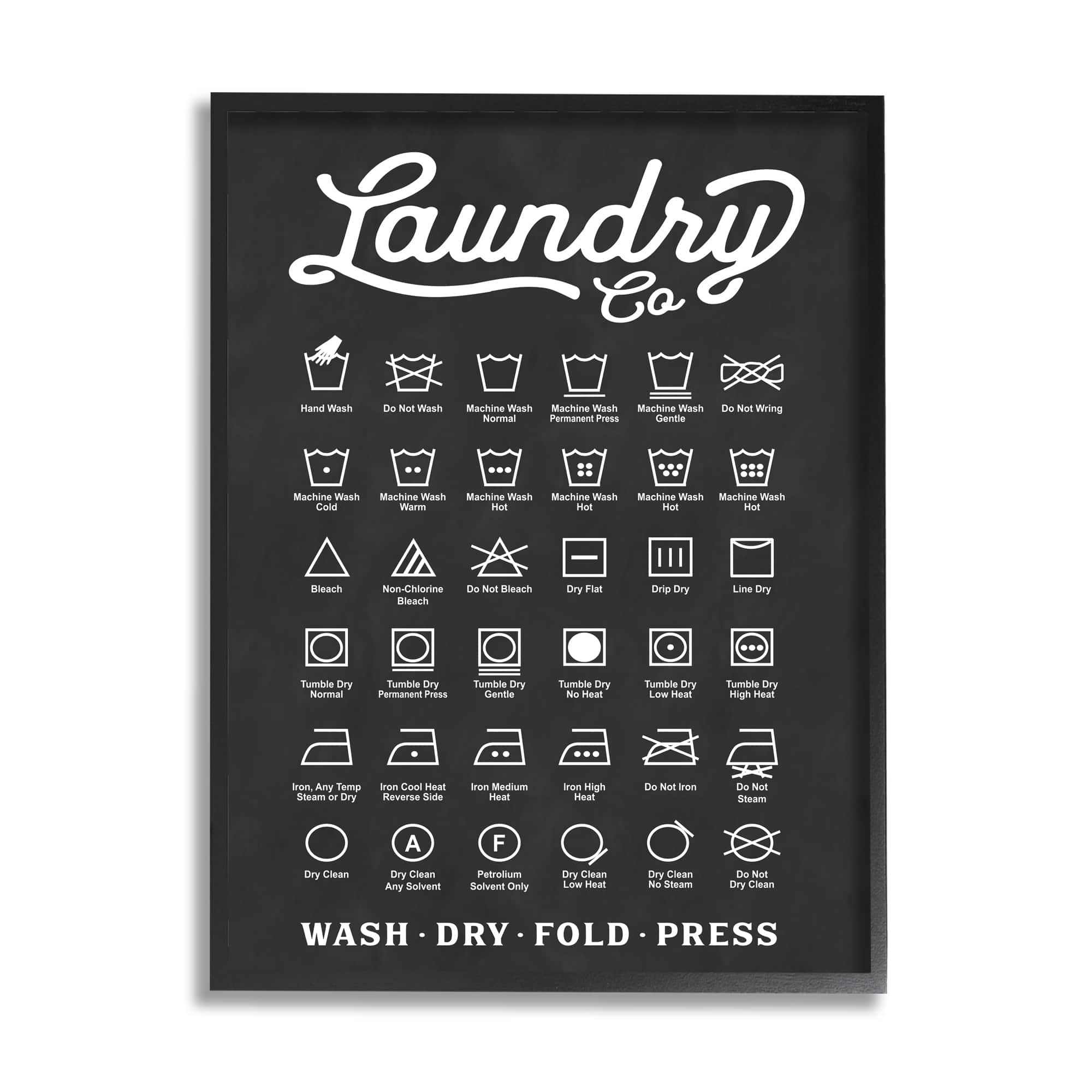 Stupell Industries Laundry Business Symbols Chart Simple Shapes Framed Wall Art